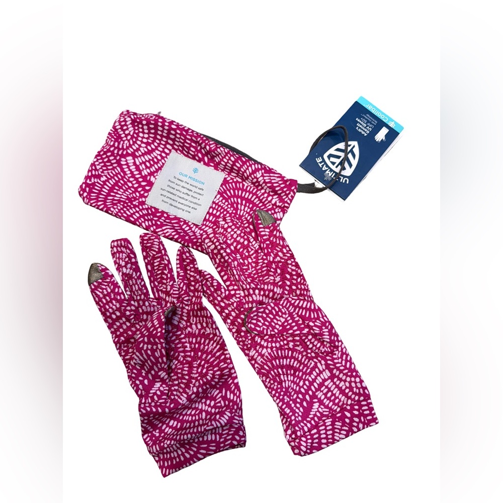 Coolibar Fuchsia Patterned Gloves with Pouch